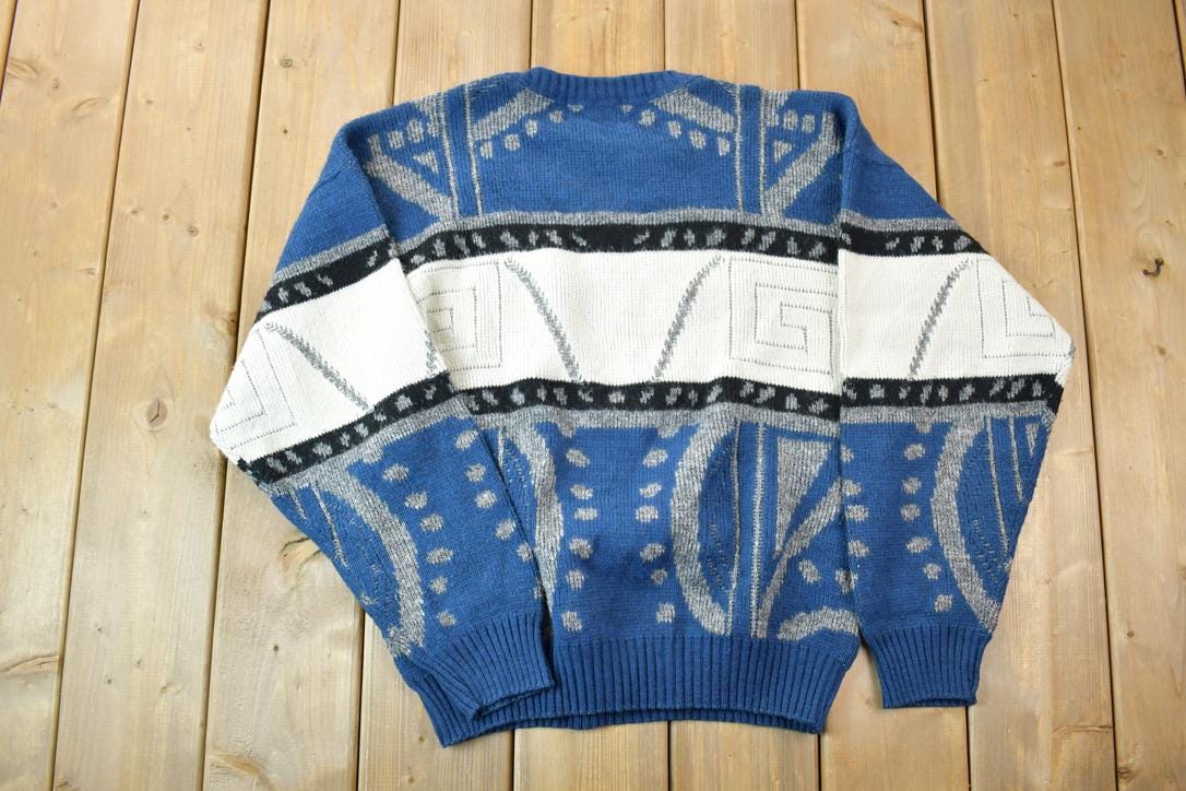 Vintage 1990s London Fog Abstract Pattern Knit Crewneck Sweater