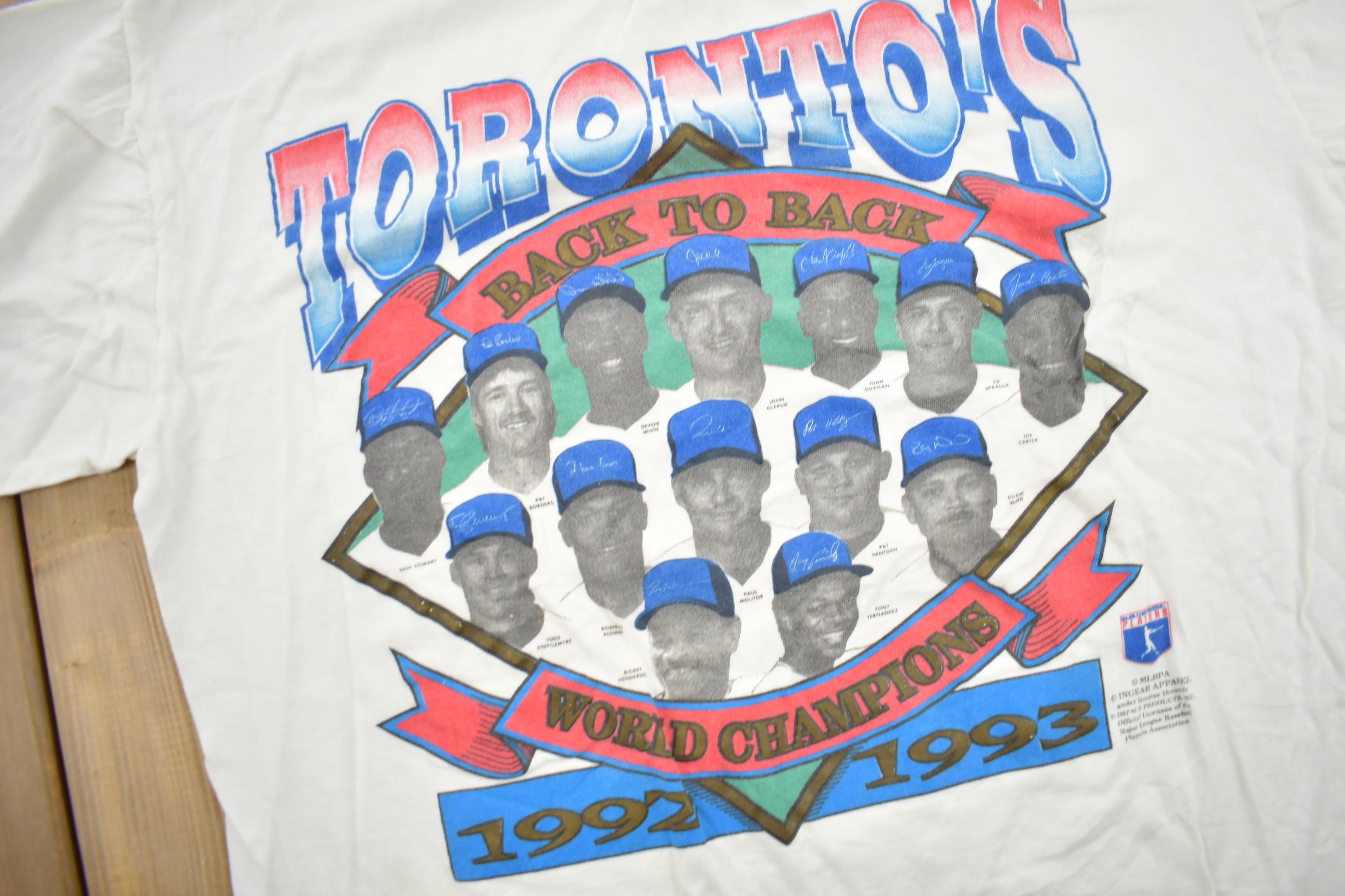 Vintage 1993 Toronto Blue Jays MLB World Series Back To Back Champions T-shirt