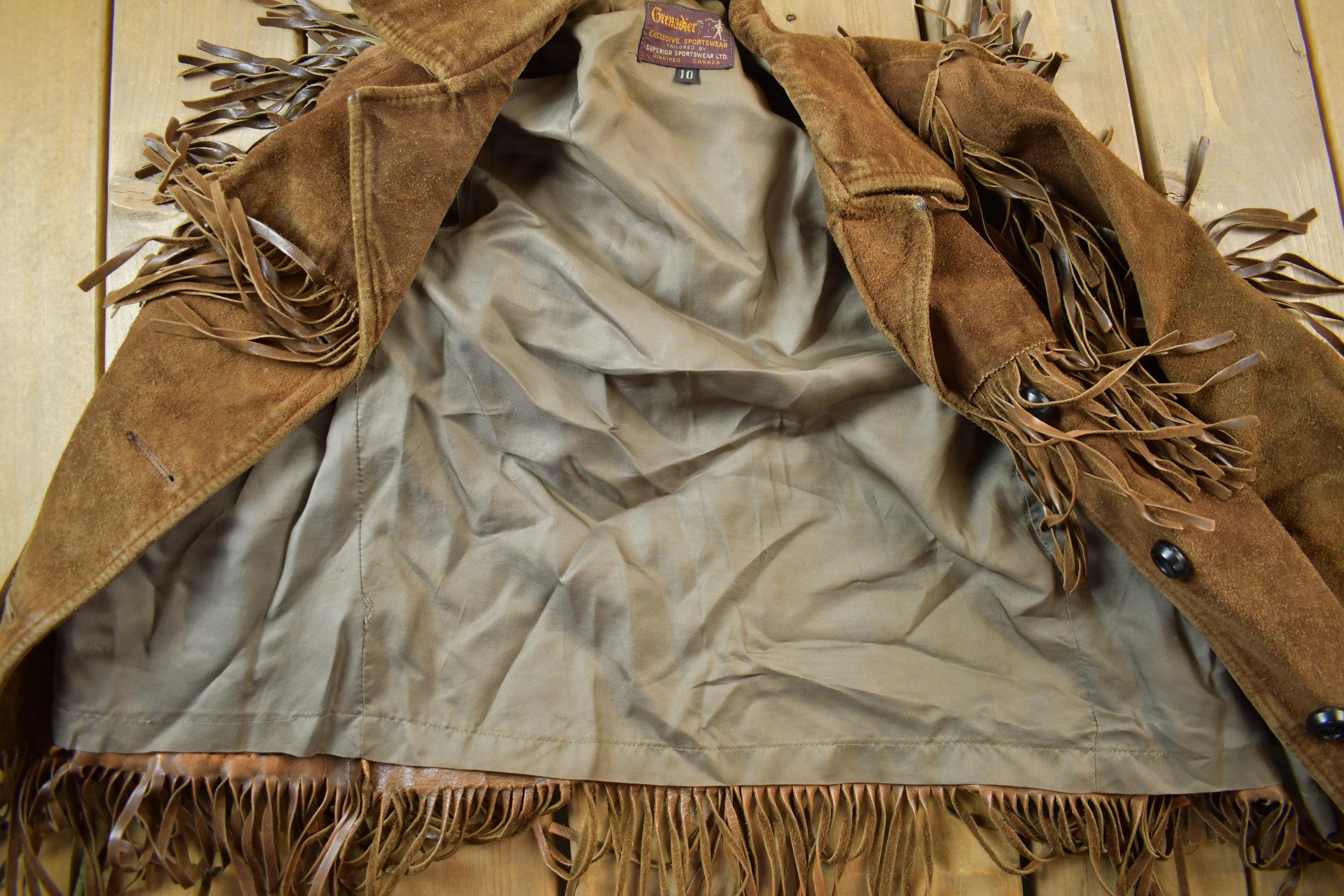 Vintage 1950s Grenadier Exclusive Sportswear Brown Suede Fringe Jacket