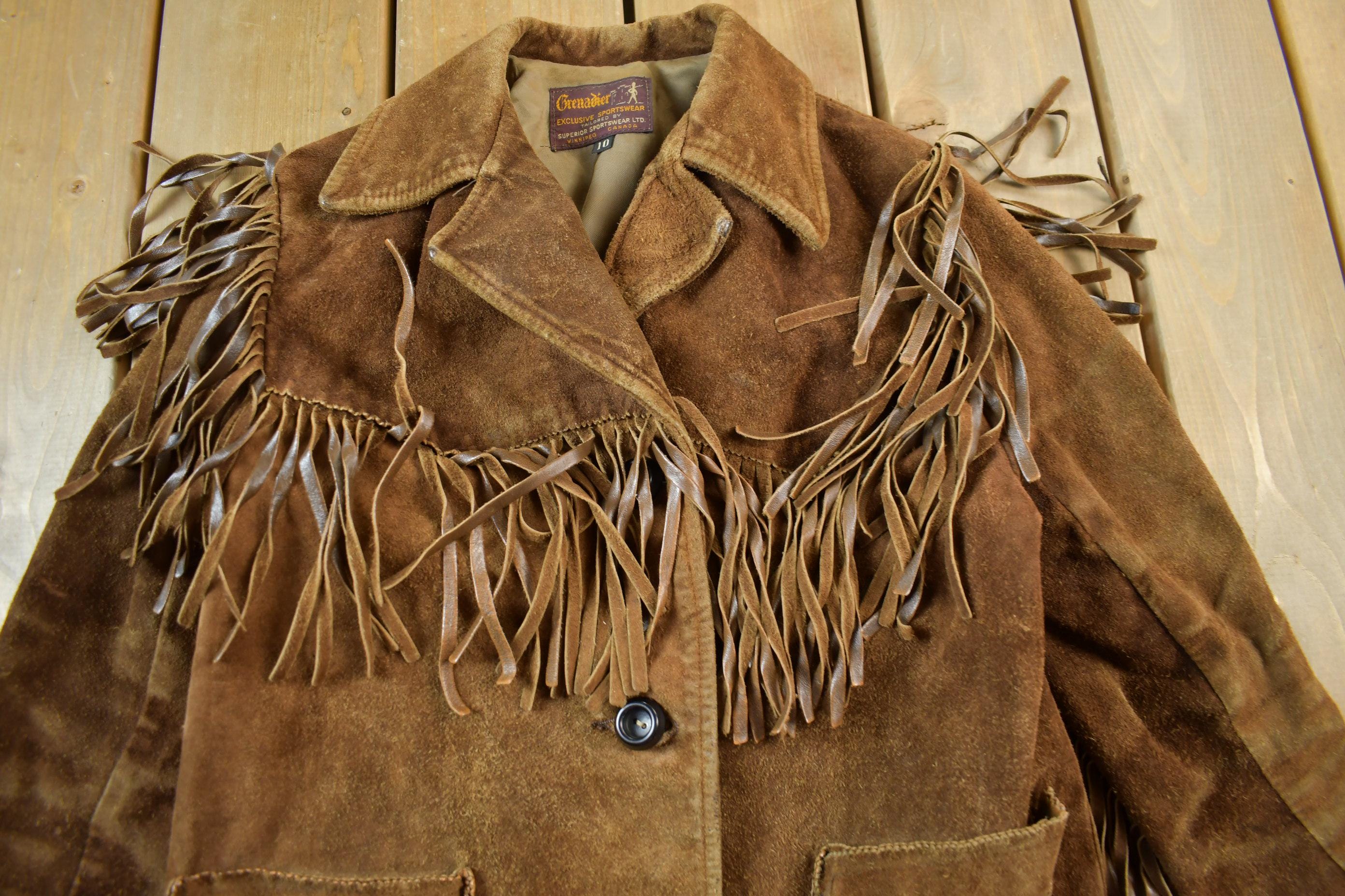 Vintage 1950s Grenadier Exclusive Sportswear Brown Suede Fringe Jacket