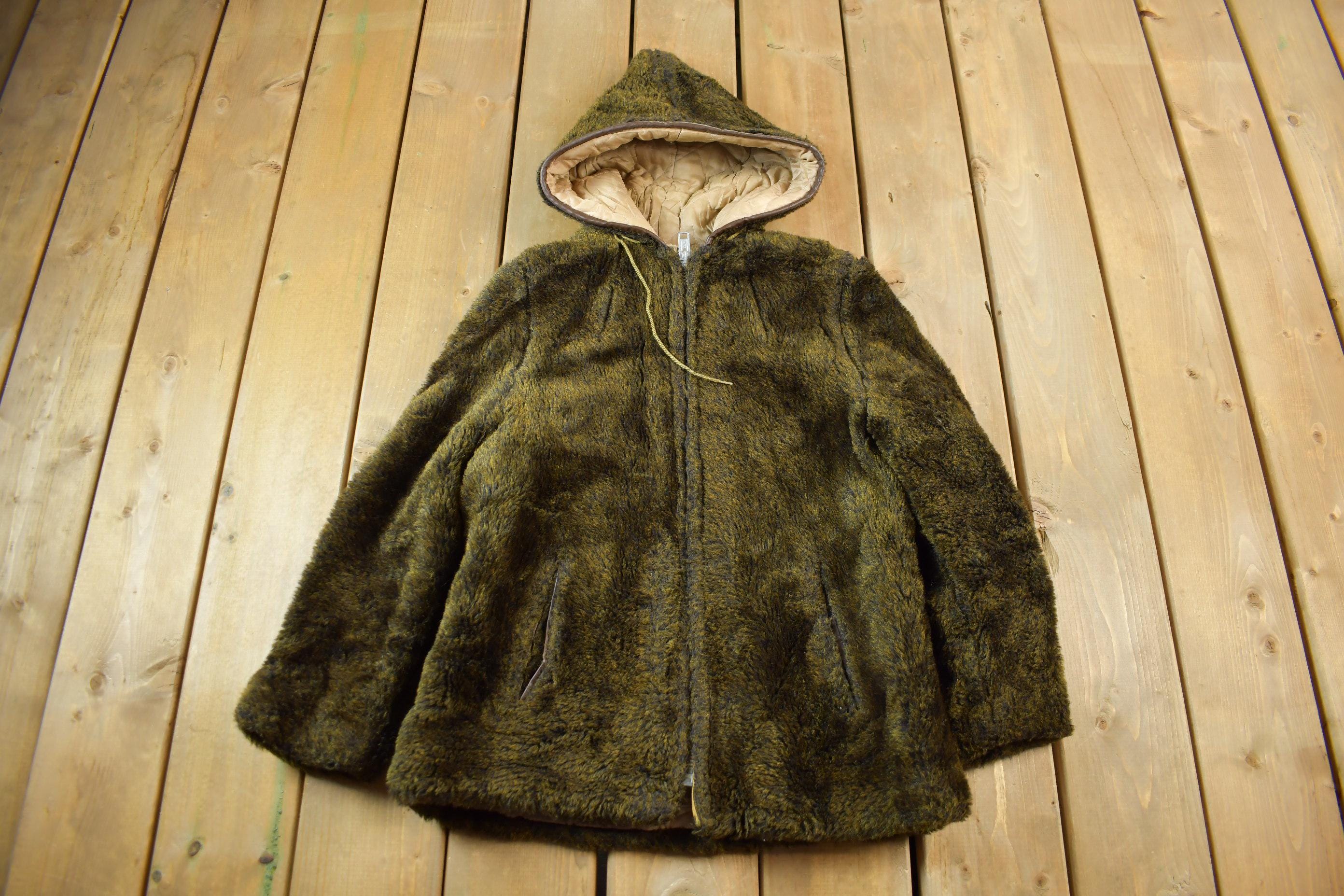 Vintage 1960s Deep Pile Borg Fabric Fleece Parka Jacket