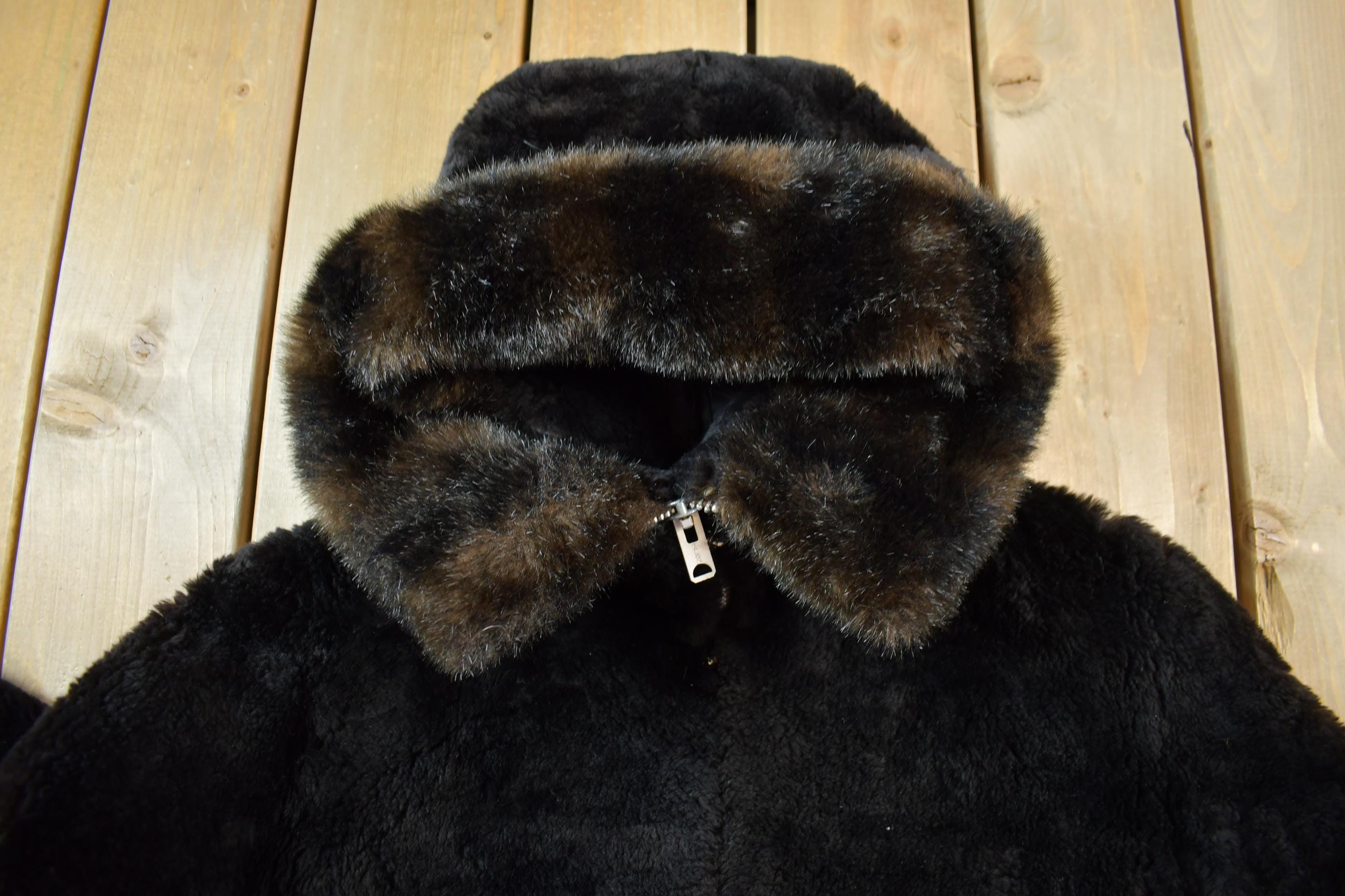 Vintage 1960s Upik Fur Products Brown Fur Zip Up Jacket