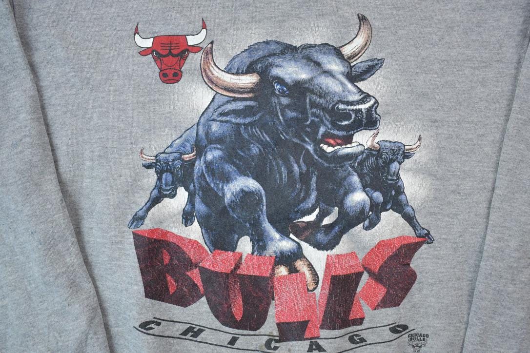 Vintage 1990s Chicago Bulls Wild 3D Bull NBA Crewneck Sweatshirt