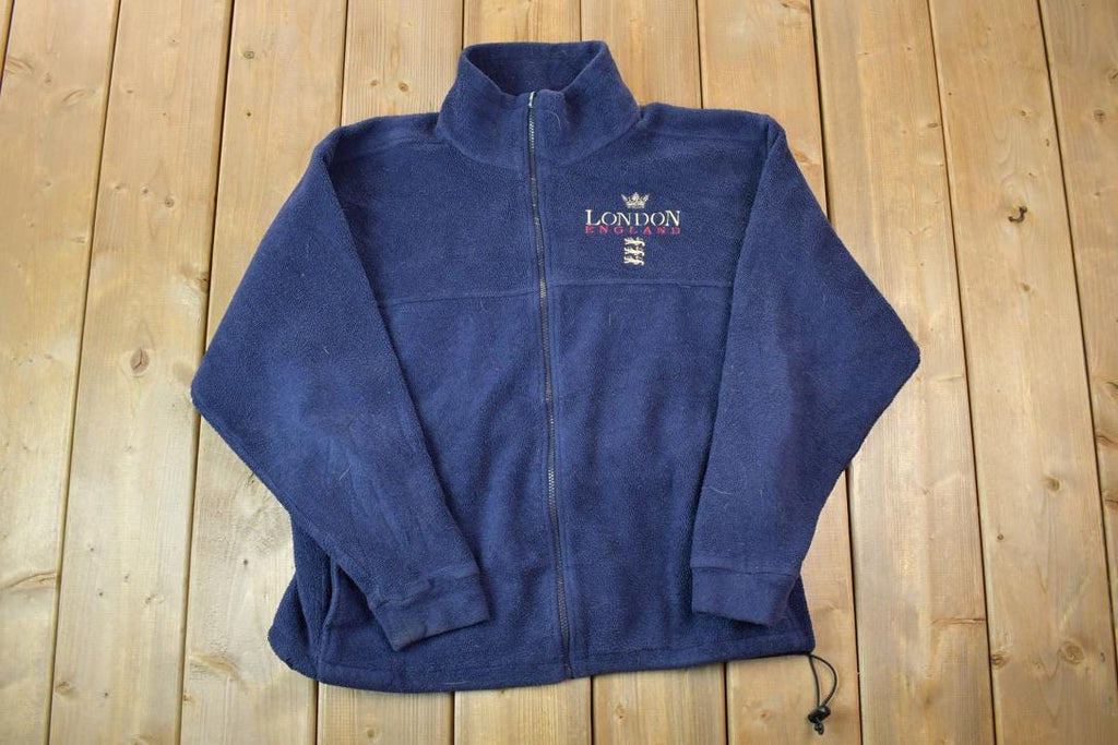 Vintage 1990s London England Fleece Mock Neck Sweatshirt