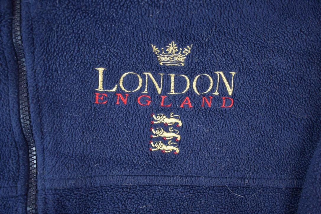 Vintage 1990s London England Fleece Mock Neck Sweatshirt