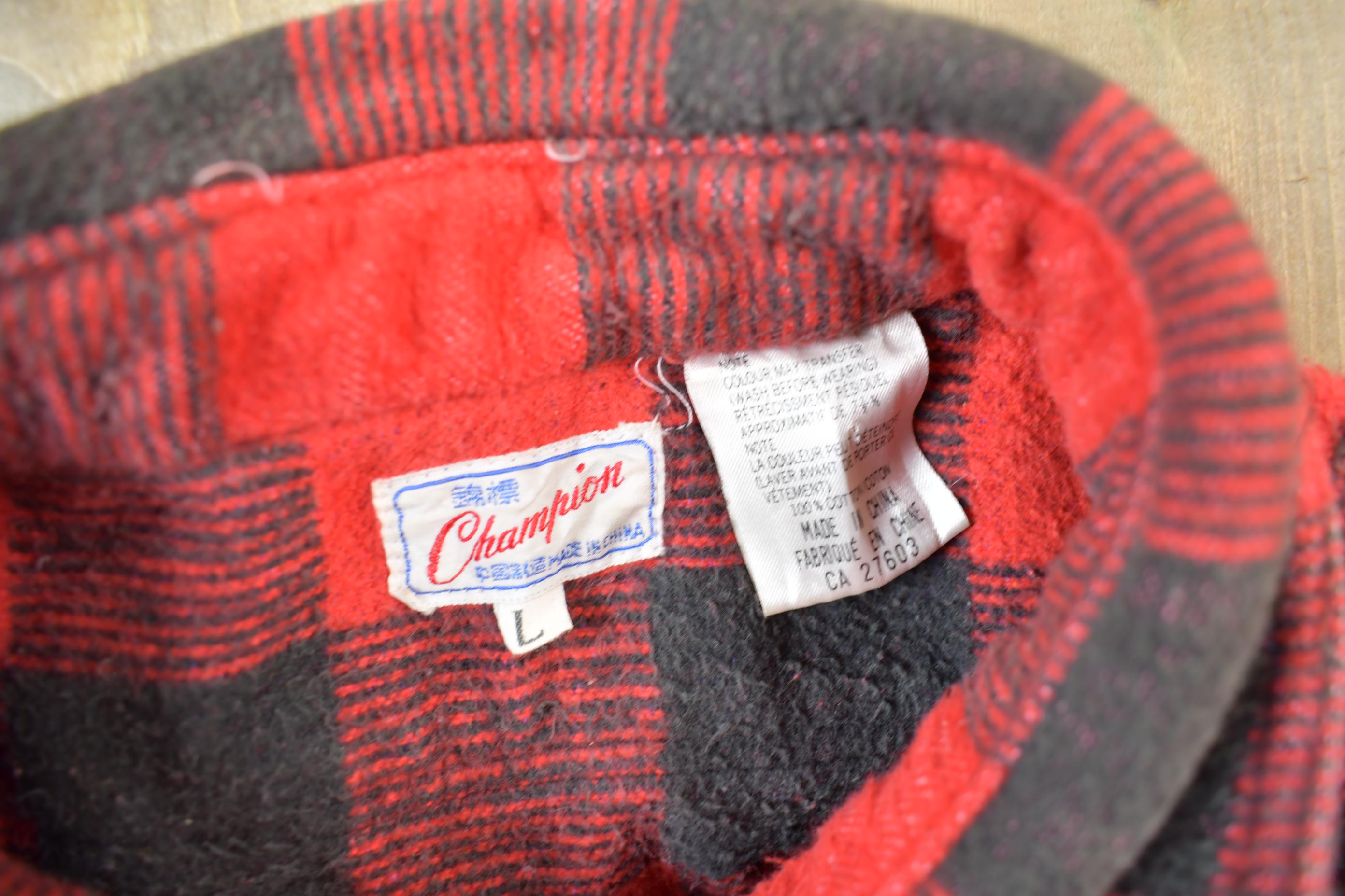 Vintage 1960s Champion Button Up Plaid Flannel Trucker Shirt