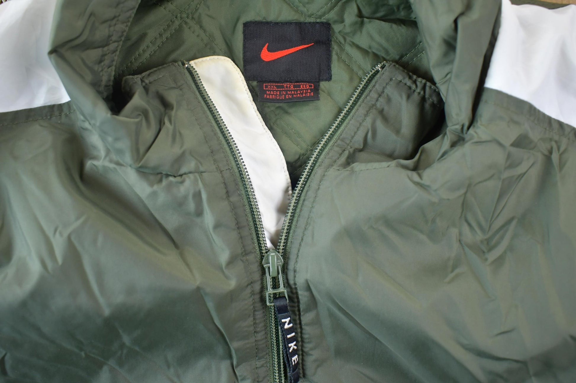 Vintage 1990s Nike Long Forest Green Heavy Windbreaker Jacket