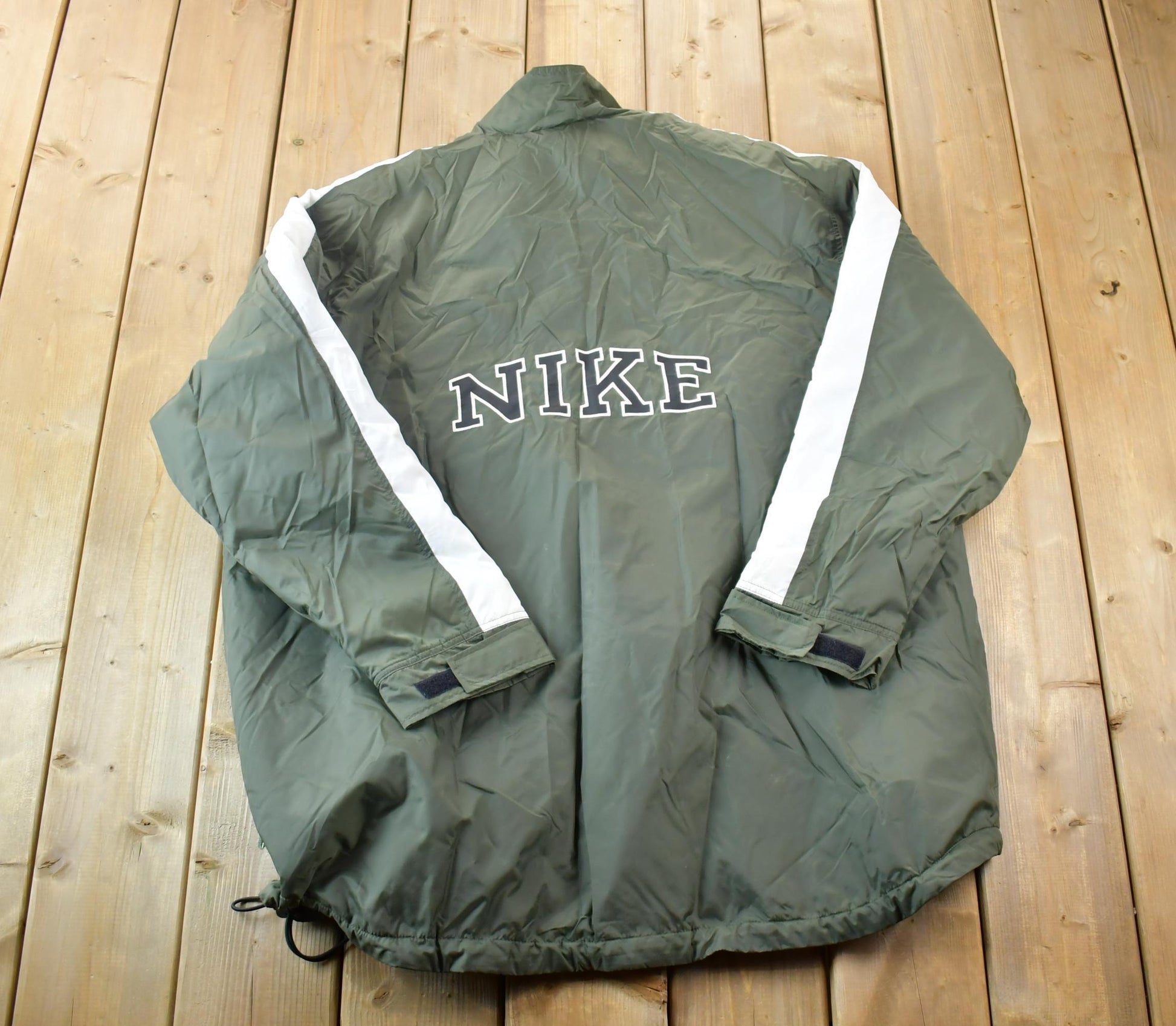 Vintage 1990s Nike Long Forest Green Heavy Windbreaker Jacket