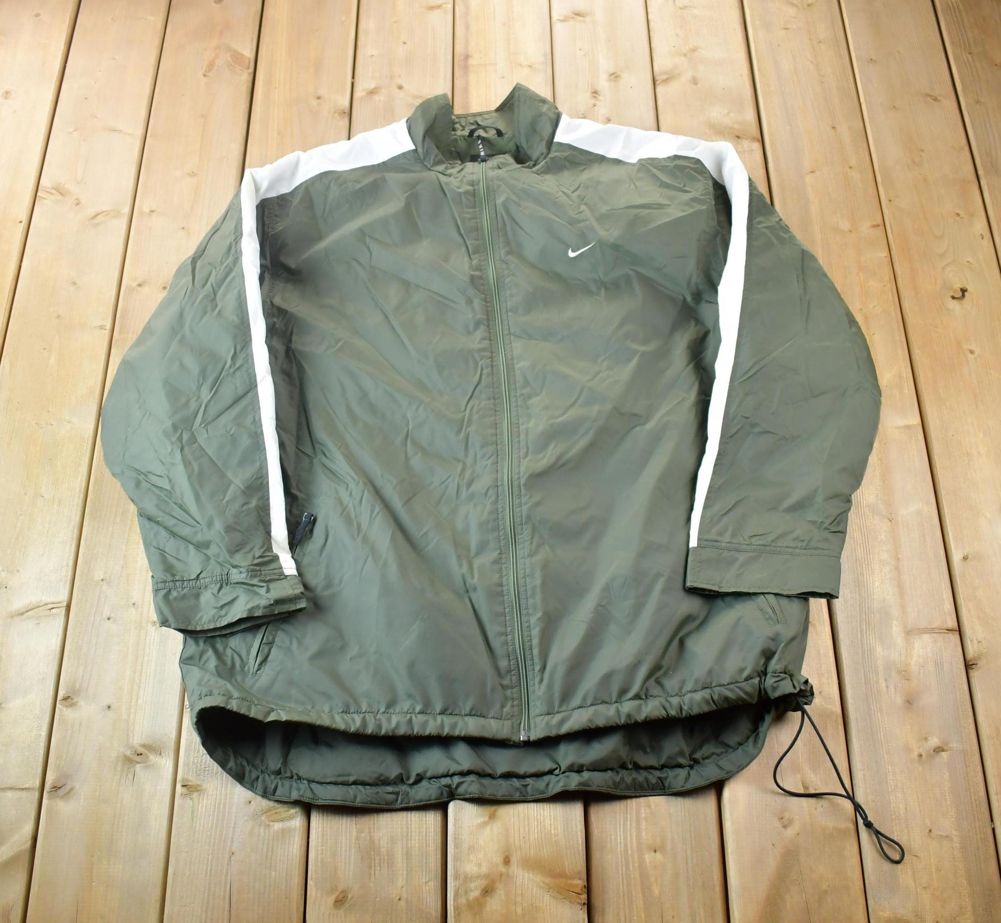 Vintage 1990s Nike Long Forest Green Heavy Windbreaker Jacket