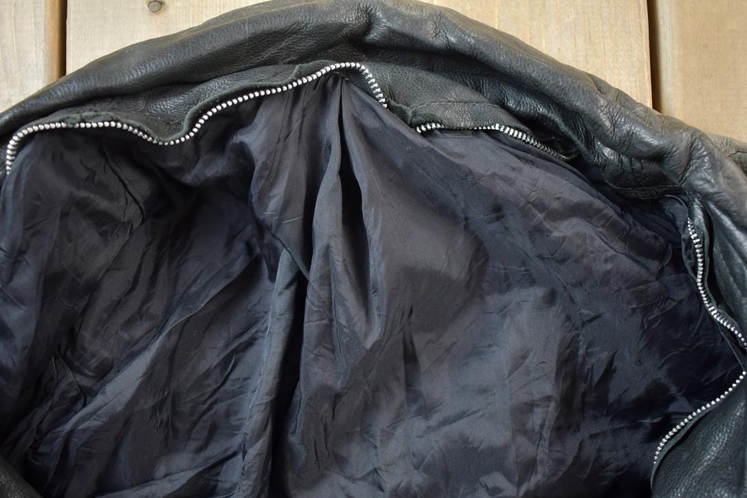 Vintage 1990s Leather Biker Jacket Made In USA