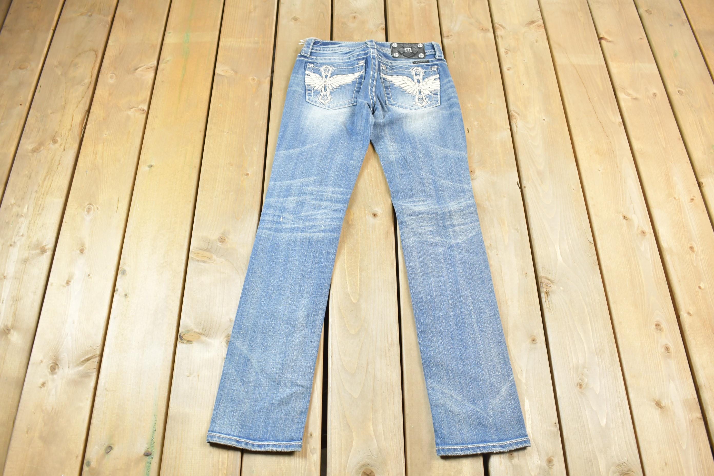 Vintage Y2K Miss Me Bedazzled Low Rise Jeans Size 26x32
