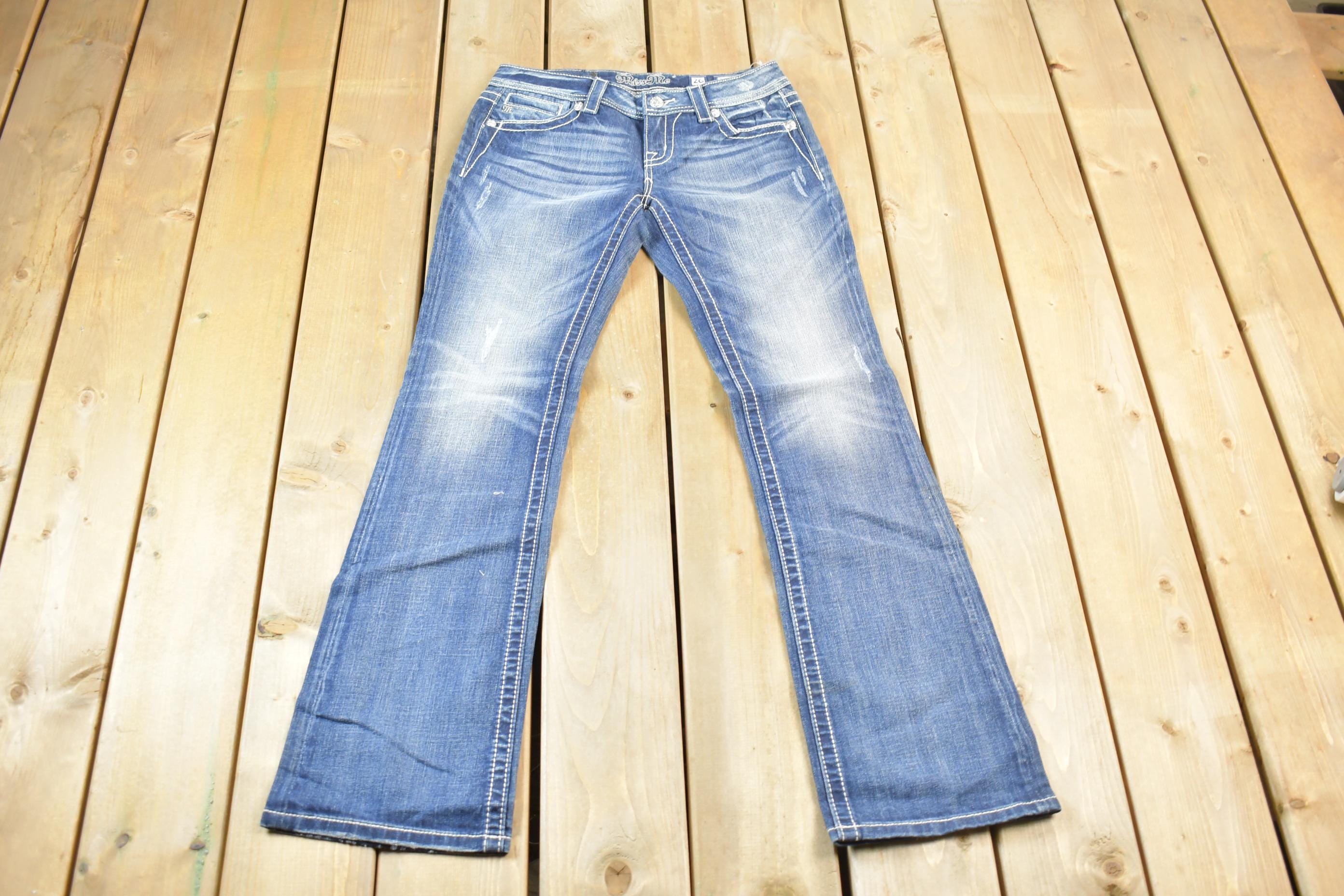 Vintage Y2K Miss Me Bedazzled Low Rise Jeans Size 26x32.5