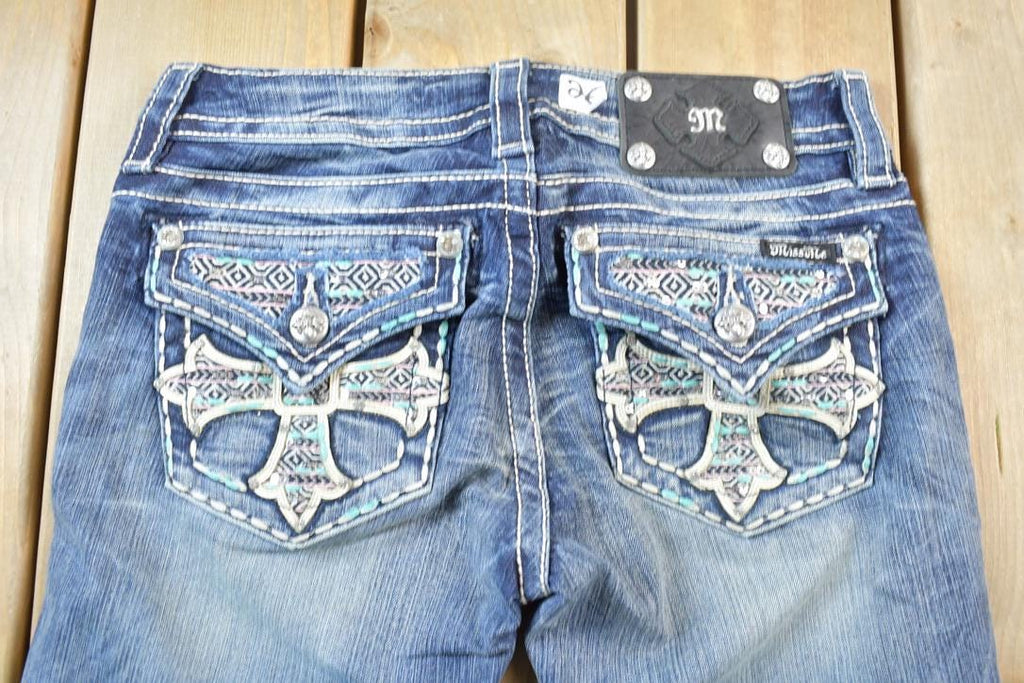 Vintage Y2K Miss Me Bedazzled Low Rise Jeans Size 26x33