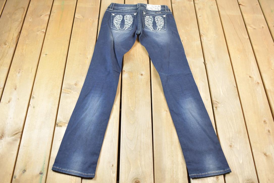 Vintage Y2K Miss Me Bedazzled Low Rise Jeans Size 26x32.5