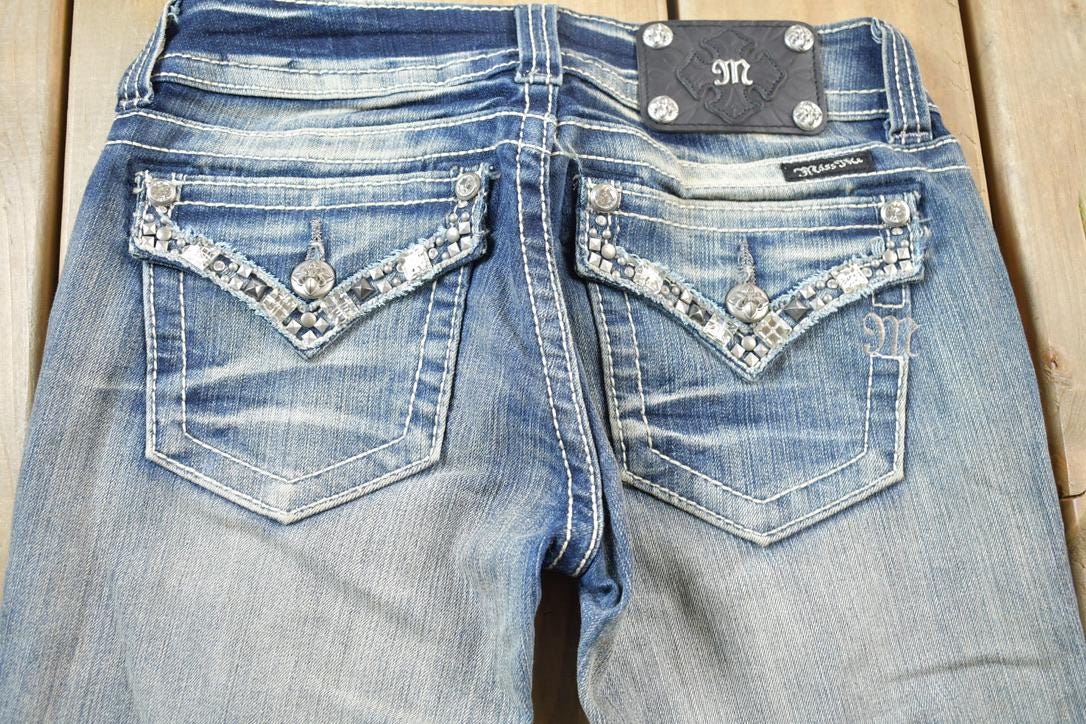 Vintage Y2K Miss Me Bedazzled Low Rise Jeans Size 26x33