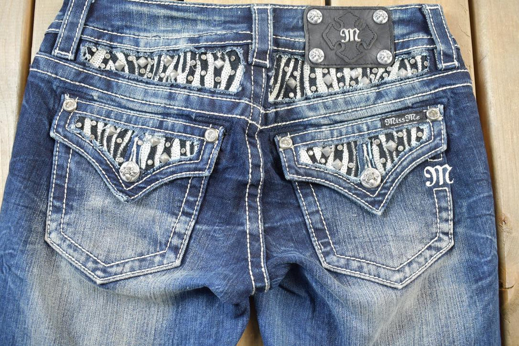 Vintage Y2K Miss Me Bedazzled Low Rise Jeans Size 26x33