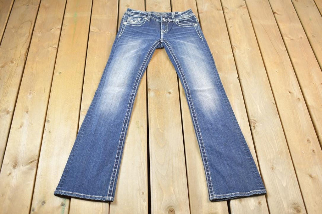Vintage Y2K Miss Me Bedazzled Low Rise Jeans Size 26x33.5