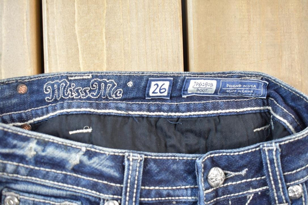 Vintage Y2K Miss Me Bedazzled Low Rise Jeans Size 26x33.5