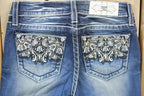 Vintage Y2K Miss Me Bedazzled Low Rise Jeans Size 26x33