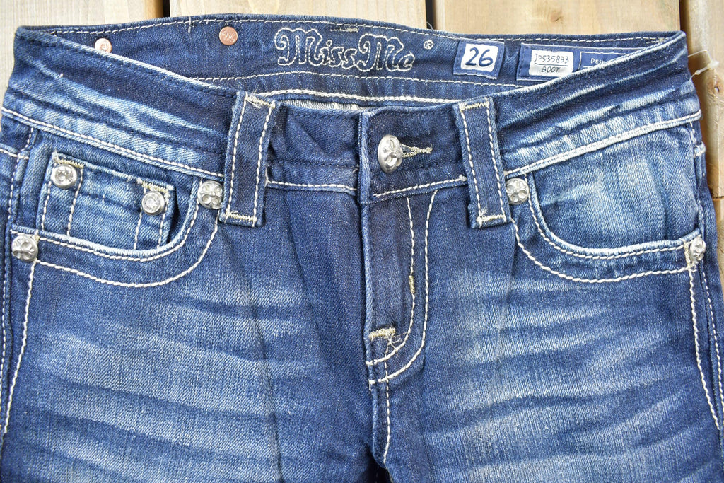 Vintage Y2K Miss Me Bedazzled Low Rise Jeans Size 26x33