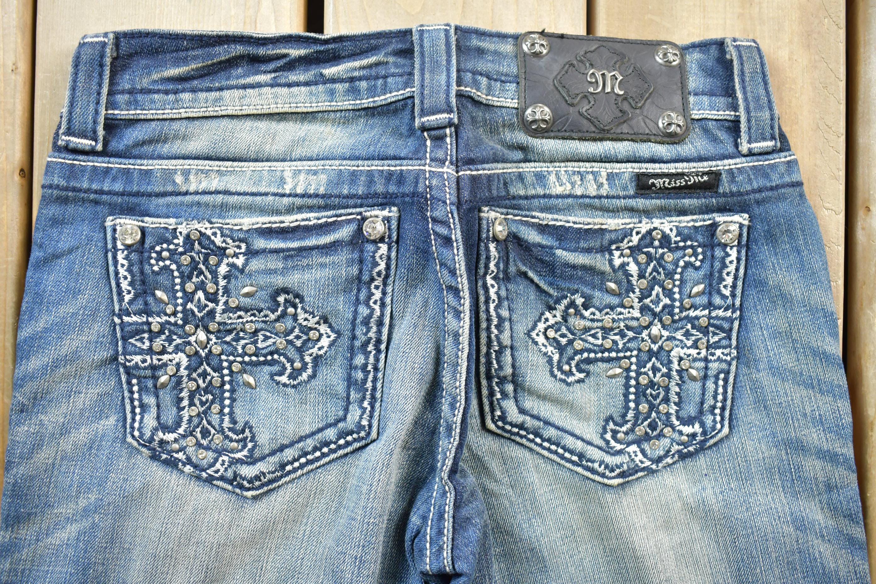 Vintage Y2K Miss Me Bedazzled Low Rise Jeans Size 26x33