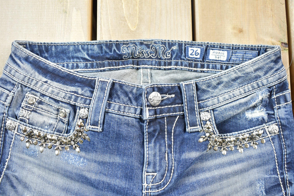 Vintage Y2K Miss Me Bedazzled Mid Rise Jeans Size 26x32