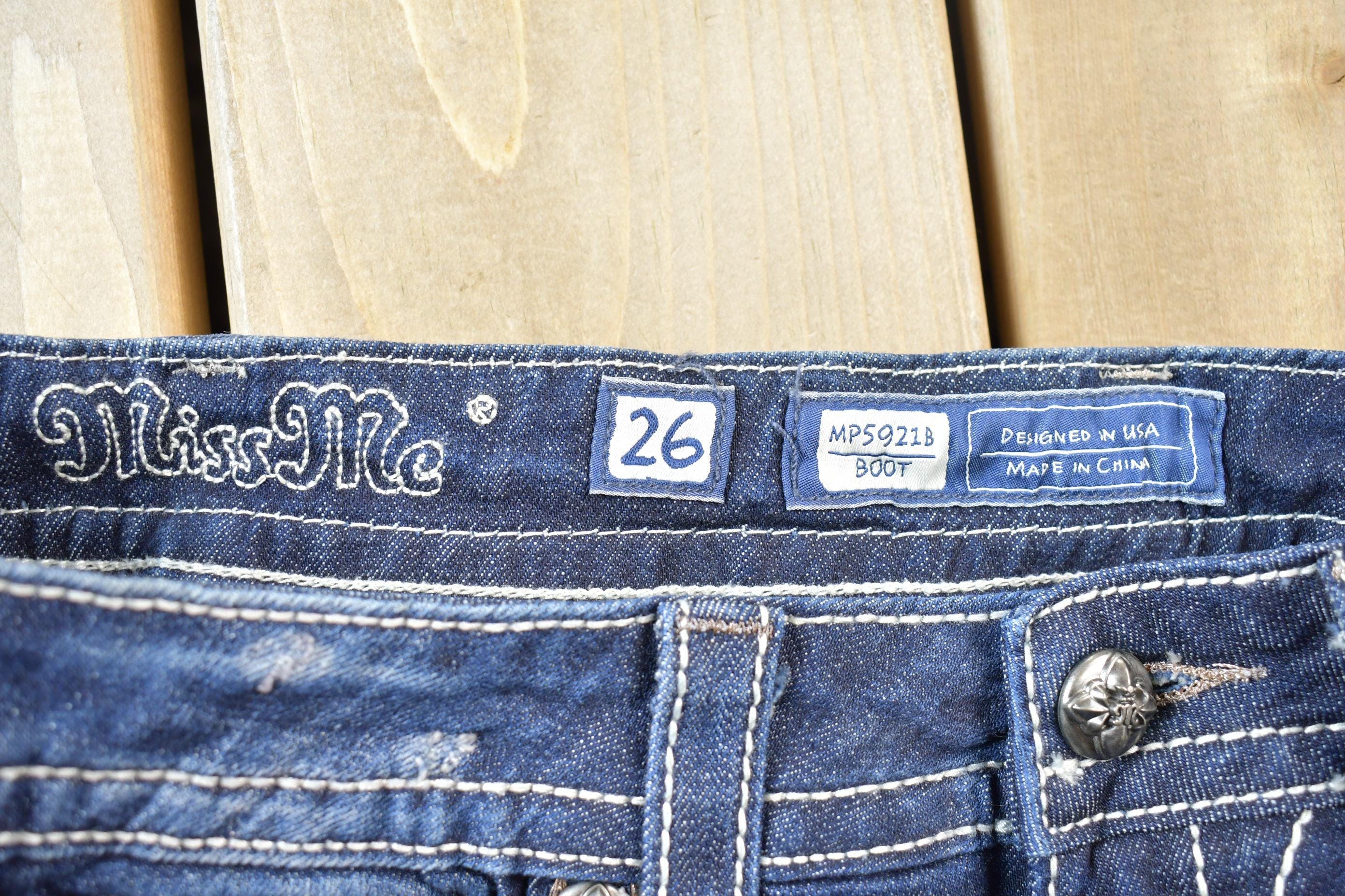 Vintage Y2K Miss Me Bedazzled Low Rise Jeans Size 26x33