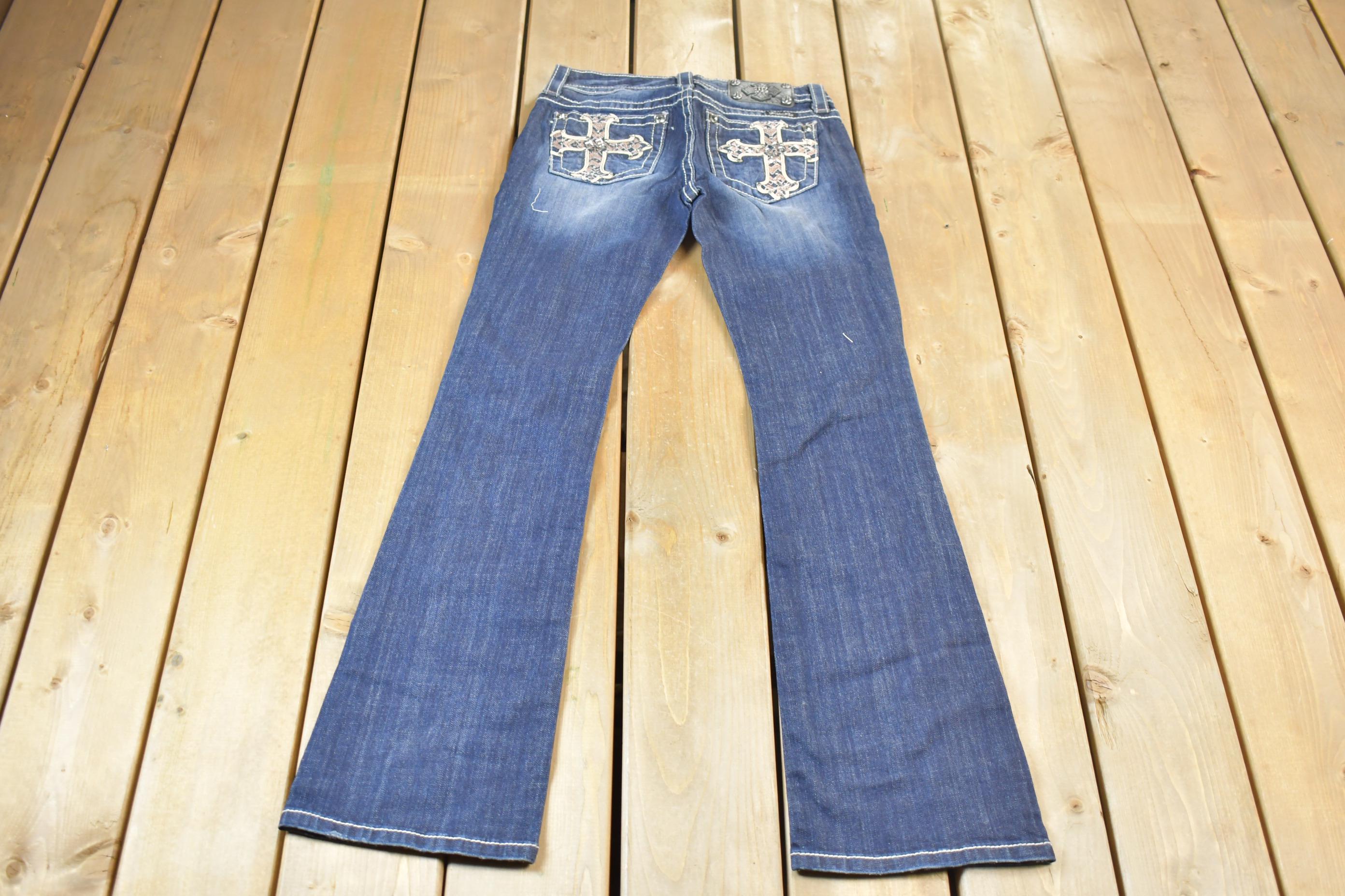 Vintage Y2K Miss Me Bedazzled Low Rise Jeans Size 26x33