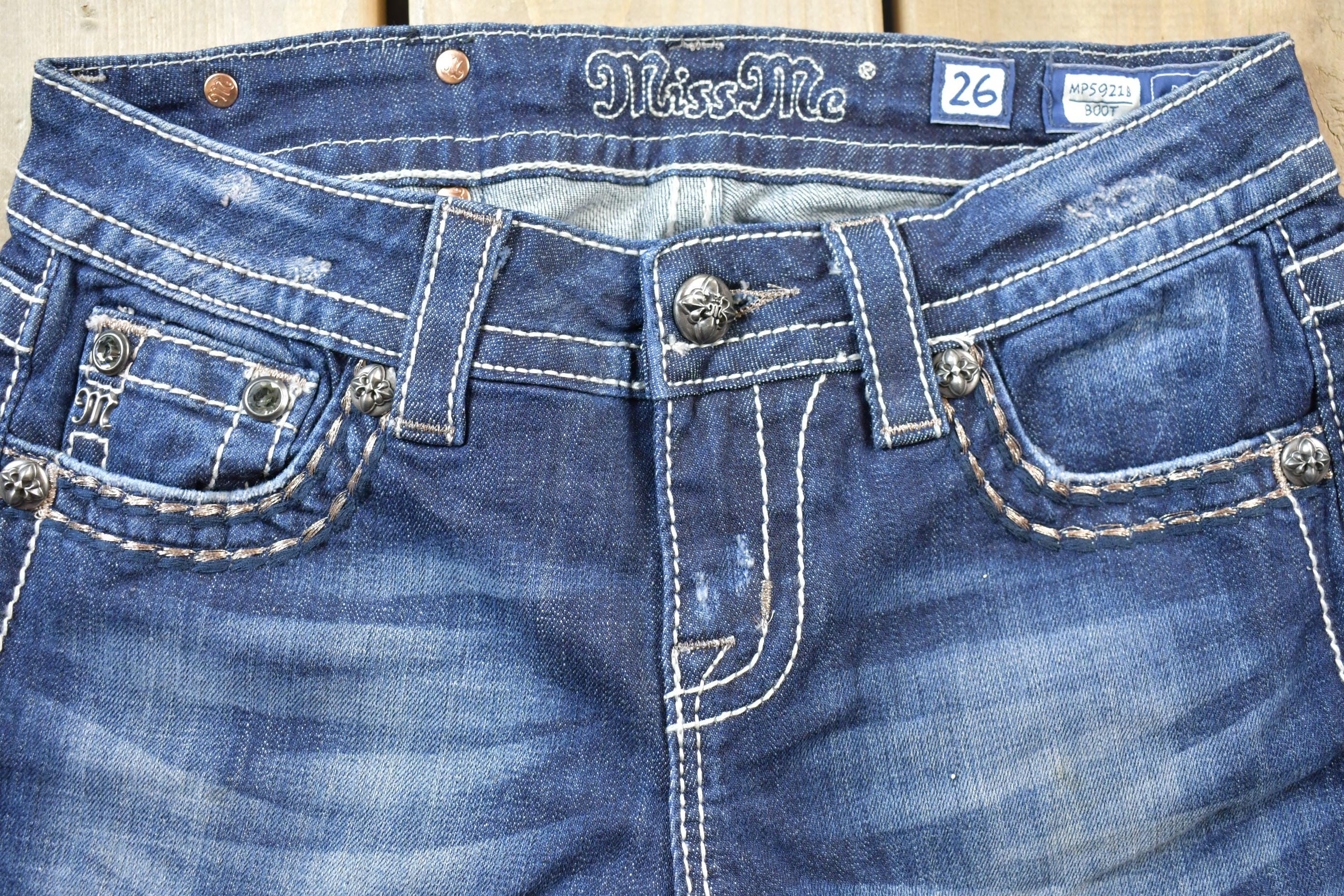 Vintage Y2K Miss Me Bedazzled Low Rise Jeans Size 26x33