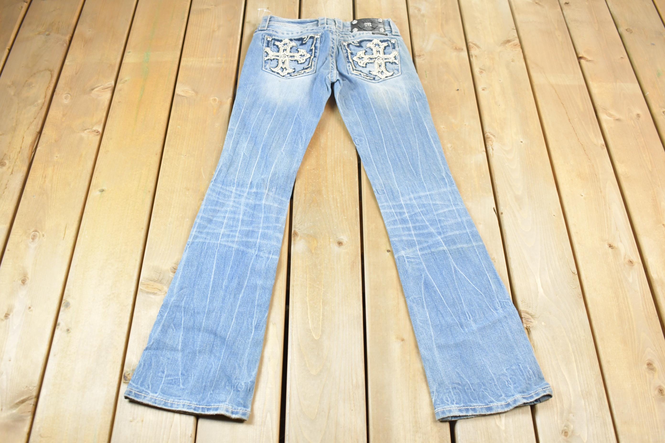 Vintage Y2K Miss Me Bedazzled Low Rise Jeans Size 26x32