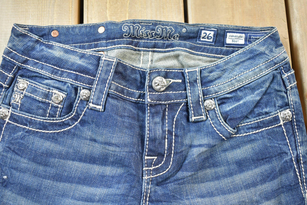 Vintage Y2K Miss Me Bedazzled Low Rise Jeans Size 26x33
