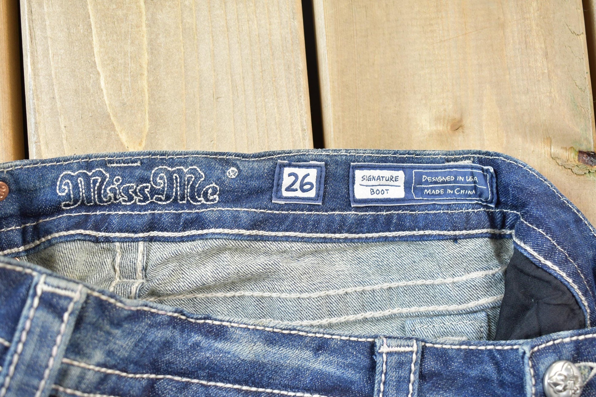 Vintage Y2K Miss Me Bedazzled Low Rise Jeans Size 26x33