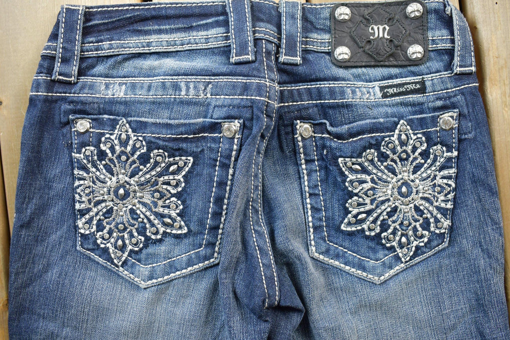 Vintage Y2K Miss Me Bedazzled Low Rise Jeans Size 26x33