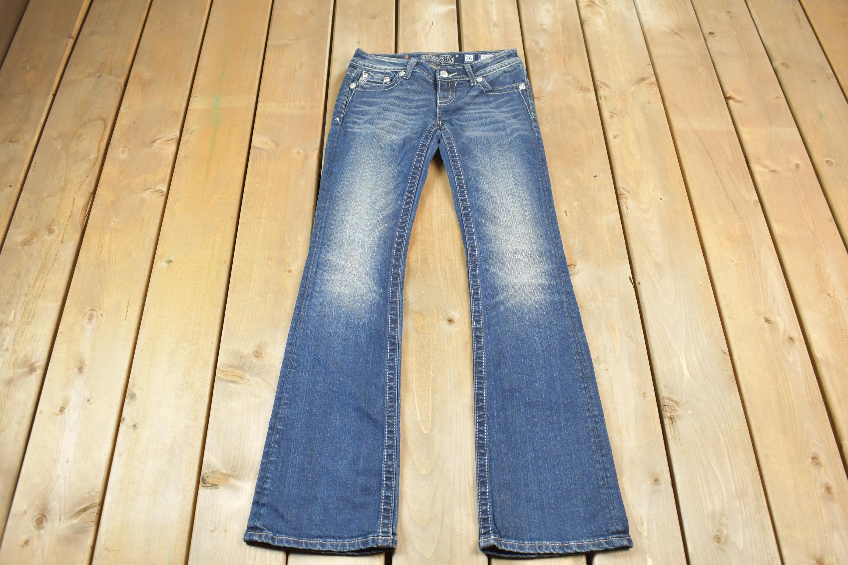 Vintage Y2K Miss Me Bedazzled Low Rise Jeans Size 26x33