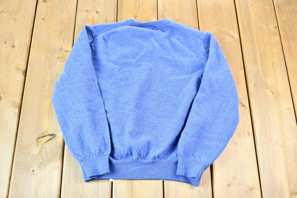 Vintage 1990s Light Blue Club Room Merino Wool Knit V-Neck Women's Sweater