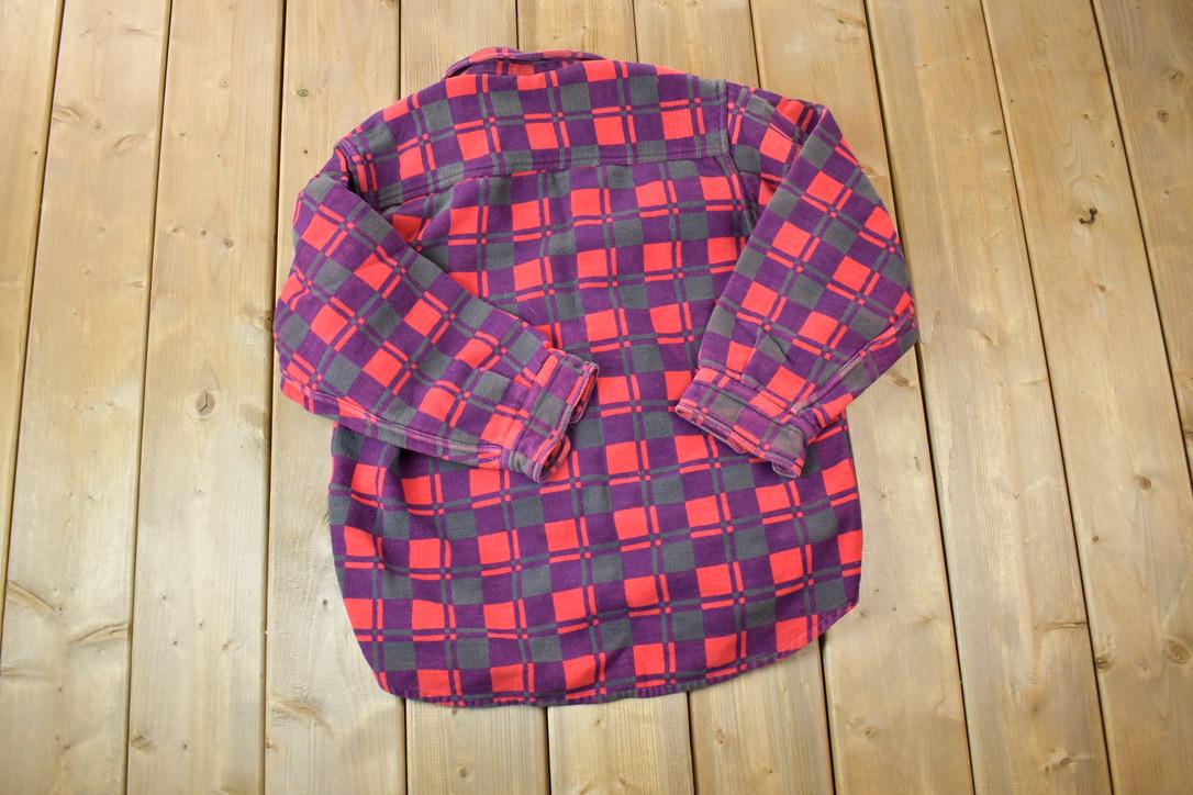 Vintage 1960s Champion Button Up Plaid Sweatshirt