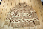 Vintage 1950s Hand-Knit Brown Cowichan Sweater