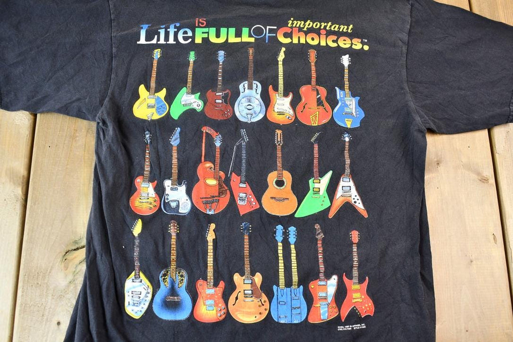 Vintage 1990s Life is Full of Choices Retro Guitars Graphic T-Shirt