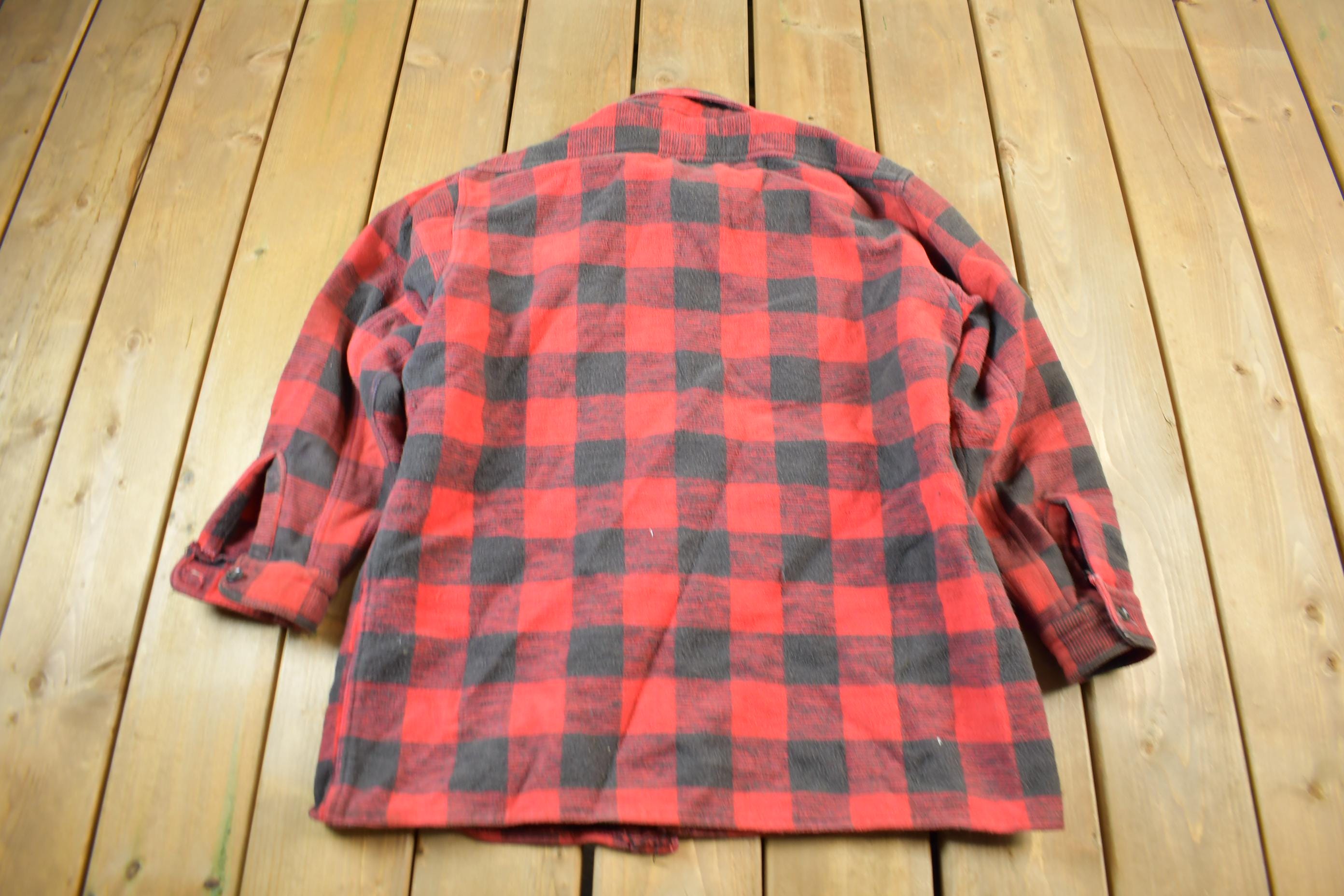 Vintage 1960s Champion Button Up Plaid Flannel Trucker Shirt