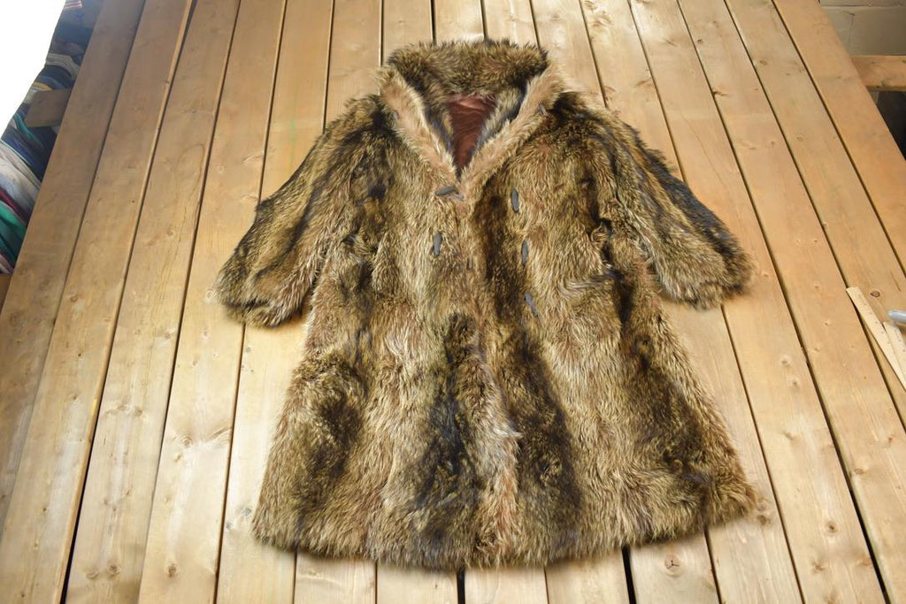 Vintage 1970s Brown Racoon Fur Coat