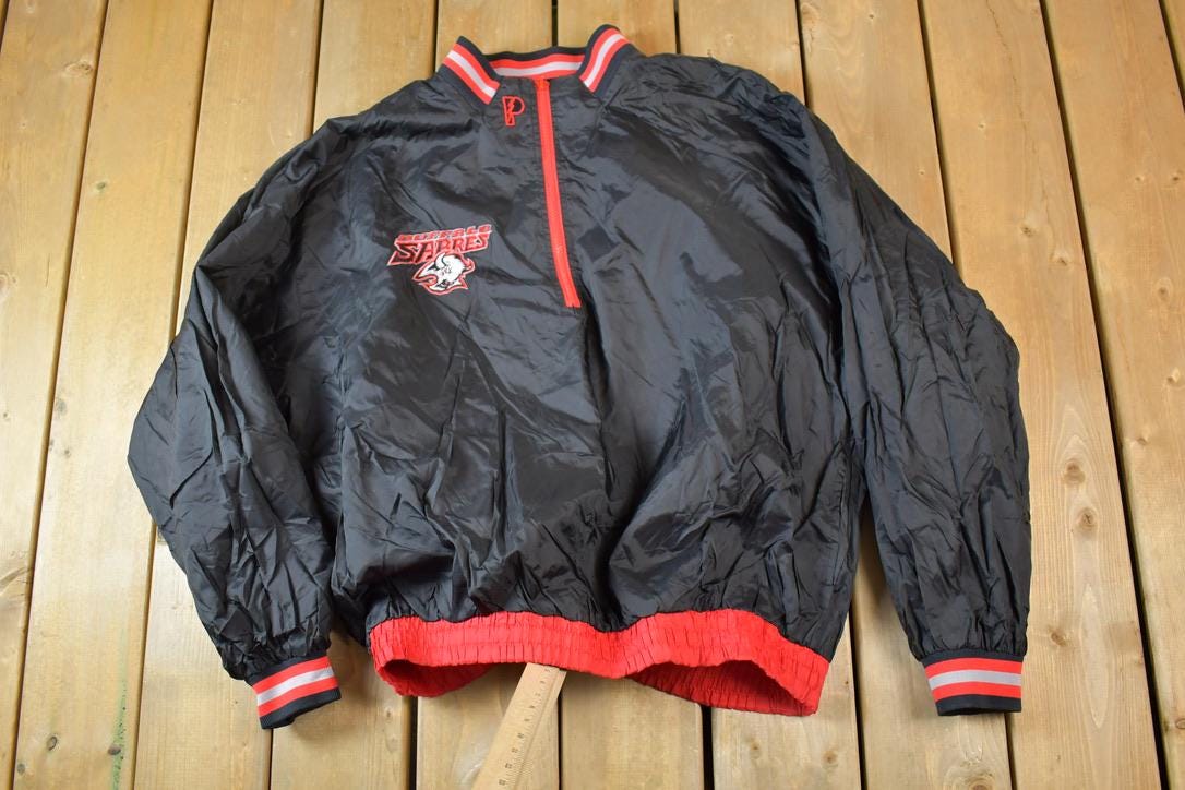 Vintage 1990s Buffalo Sabres Reversible Quarter Zip NHL Hockey Pullover Jacket