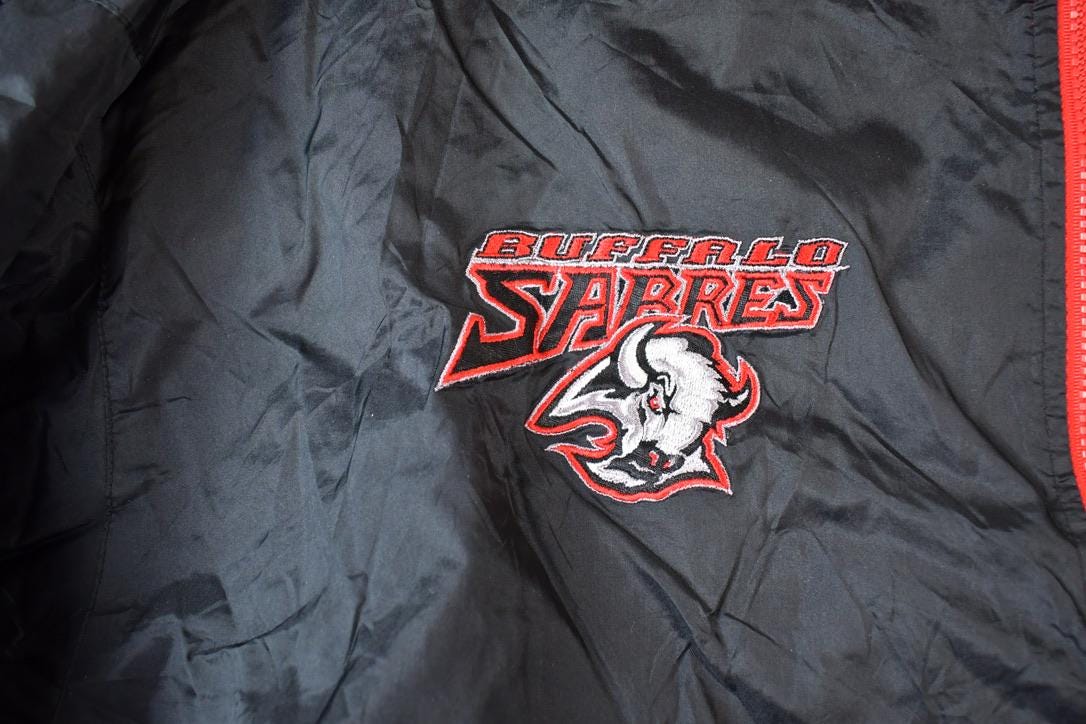 Vintage 1990s Buffalo Sabres Reversible Quarter Zip NHL Hockey Pullover Jacket