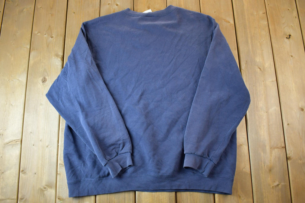 Vintage 1990s Nike Embroidered Mini Swoosh Navy Crewneck Sweatshirt