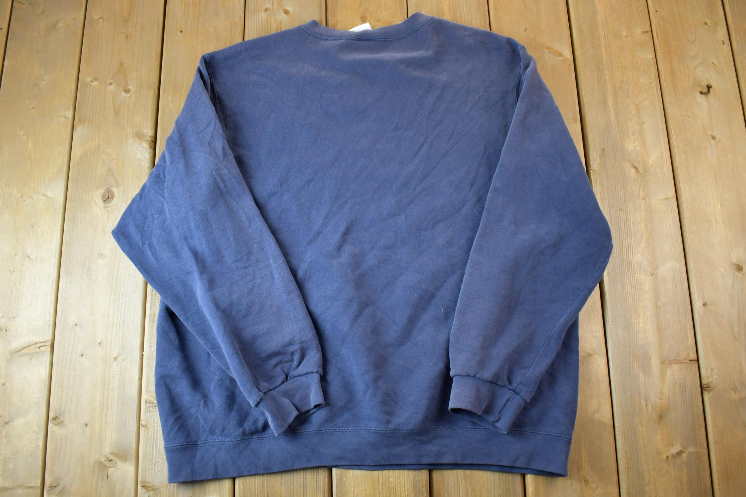Vintage 1990s Nike Embroidered Mini Swoosh Navy Crewneck Sweatshirt