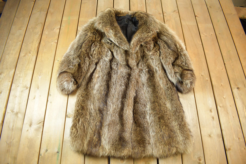 Vintage 1970s Full Length Brown Raccoon Fur Coat