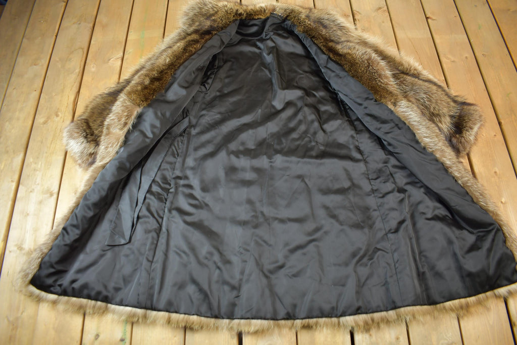 Vintage 1970s Full Length Brown Raccoon Fur Coat
