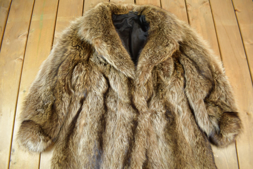 Vintage 1970s Full Length Brown Raccoon Fur Coat