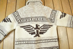 Vintage 1950s Hand-Knit Eagle Theme Cowichan Sweater