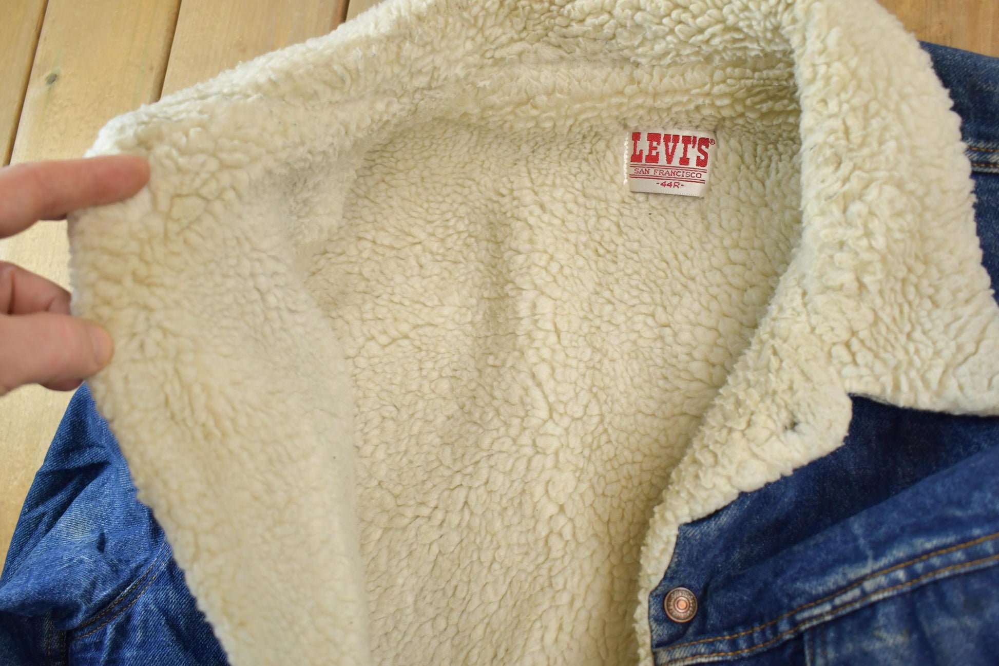 Vintage 1990s Levis Shearling Lined Jean Jacket Made In USA