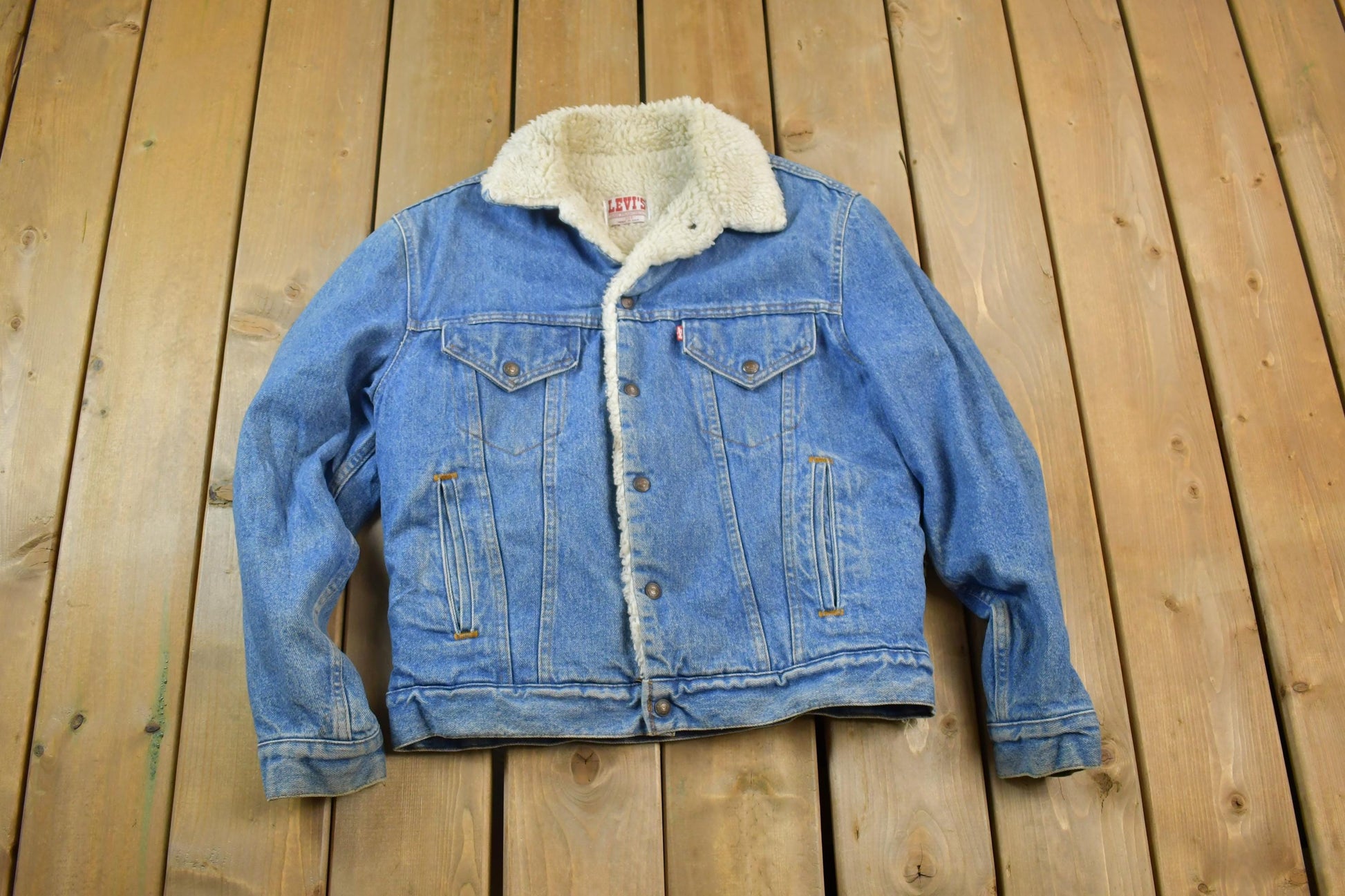Vintage 1990s Levis Shearling Lined Jean Jacket Made In USA